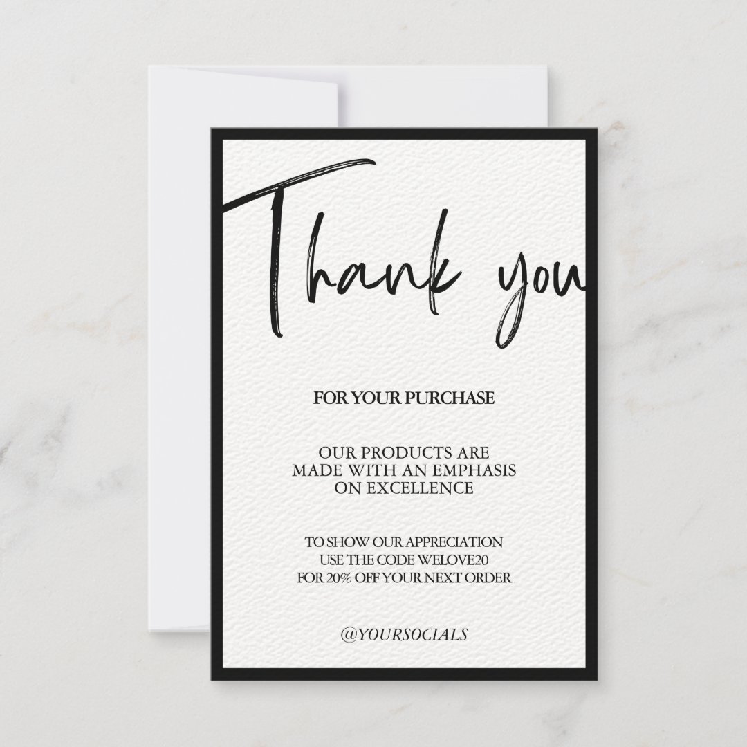 Thank you Black and White Crafted Media Insert | Zazzle