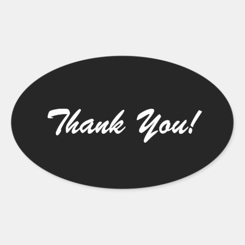 Thank You Black and White Glossy Notes Oval Sticker