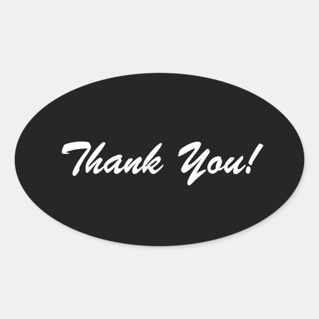 Thank You Black and White Glossy Notes Oval Sticker (Front)
