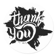 Thank You Black And White Paint Splatter Wedding