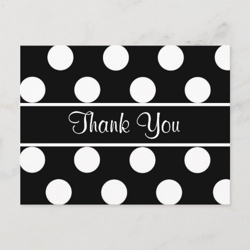 Thank You Black And White Polka Dot Postcard