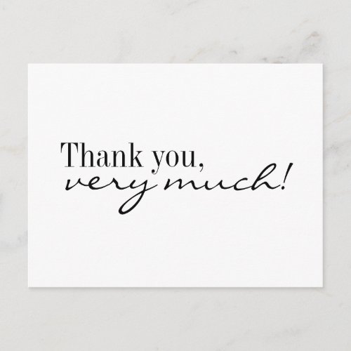 Thank you black and white postcard