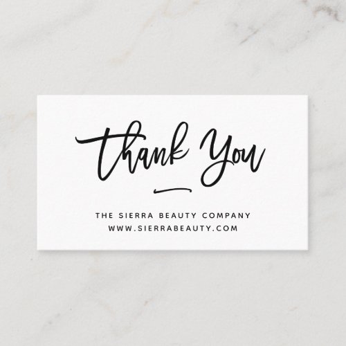Thank You  Black and White Small Business Business Card