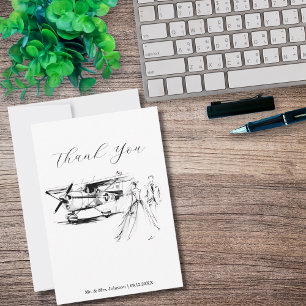 Thank you Black and White Travel Photo Wedding Card