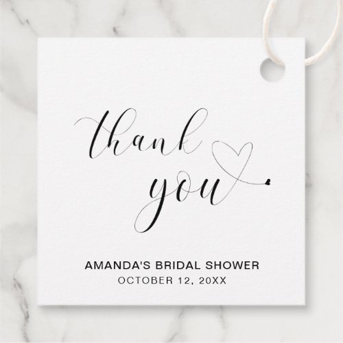 Thank You Black and White Typography Bridal Shower Favor Tags