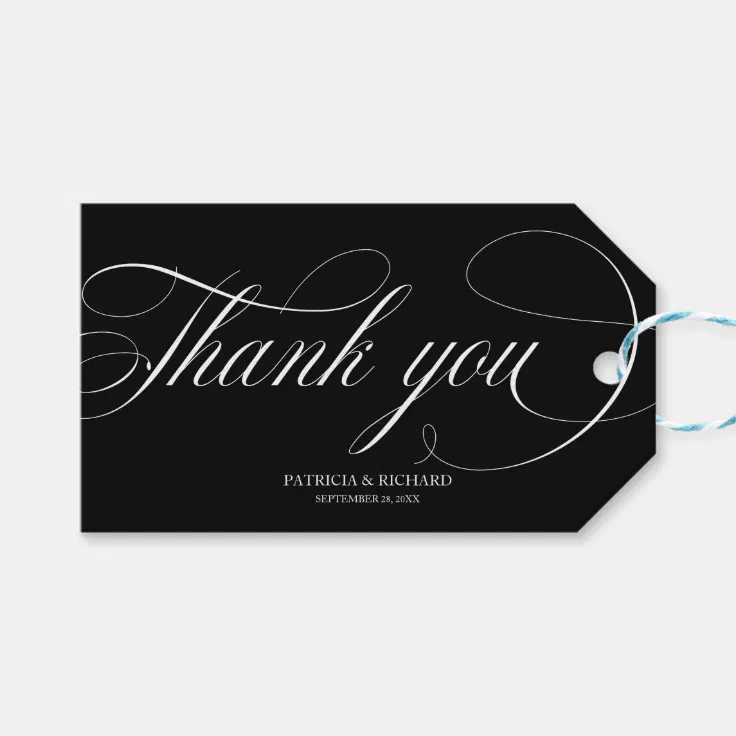 Thank You Black And White Wedding Favor Tags Zazzle