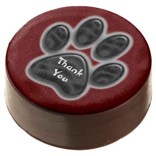 Thank You Black Animal Print Dog Paw Appreciation Chocolate Covered Oreo