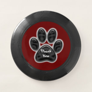 Thank You Black Animal Print Dog Paw Appreciation Wham-O Frisbee