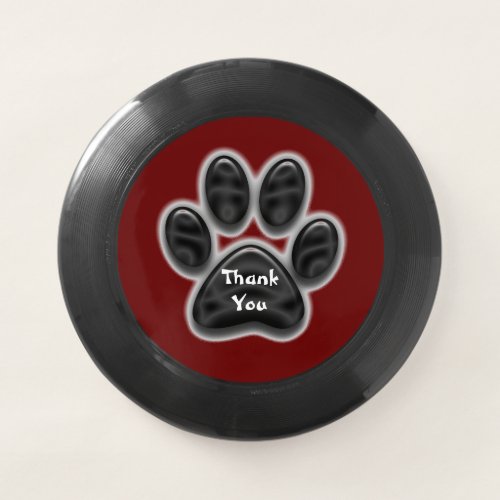 Thank You Black Animal Print Dog Paw Appreciation Wham_O Frisbee