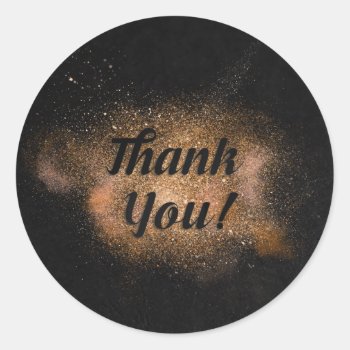 Thank You - Black Background Classic Round Sticker by steelmoment at Zazzle