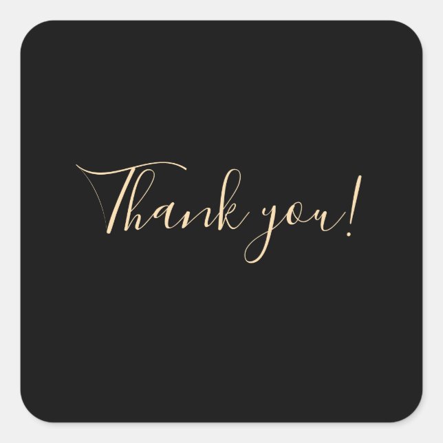 "Thank you" Black Background Square Sticker (Front)