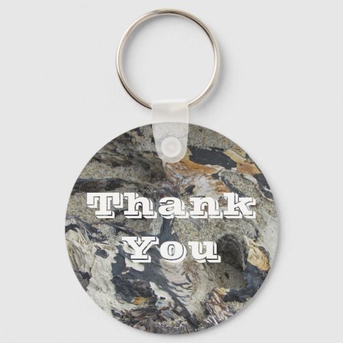 Thank You Black Brown Driftwood Pattern Thanks Keychain