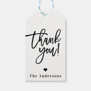 Thank You Black Chic Modern Script Wedding Favor Gift Tags