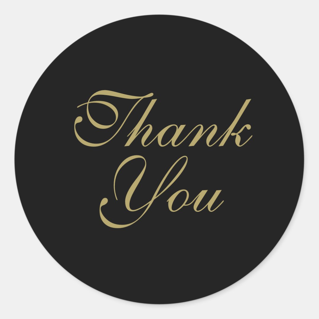 Thank You Black Classic Round Sticker | Zazzle