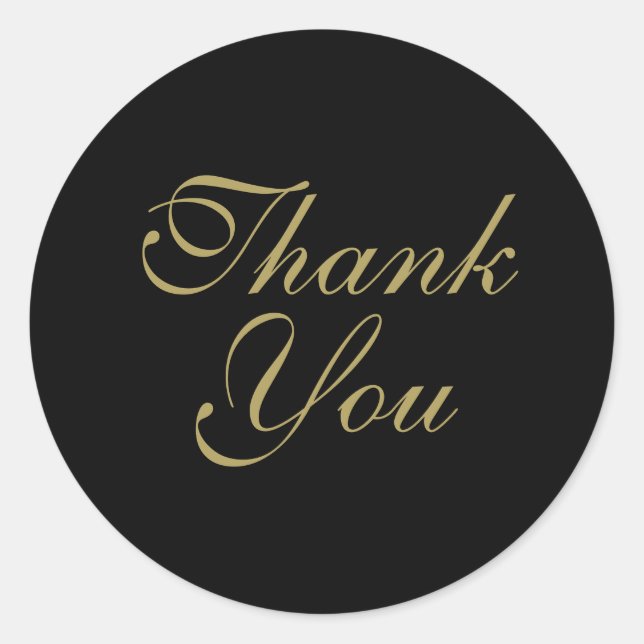 Thank You Black Classic Round Sticker (Front)