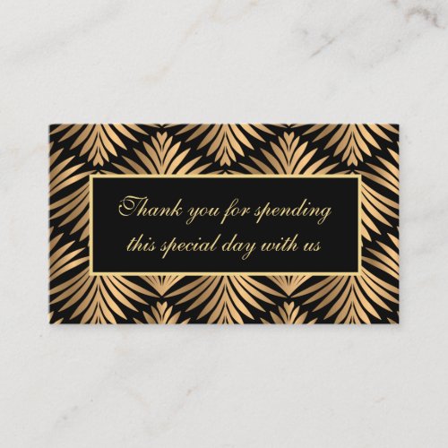Thank You Black Gold Art Deco Gatsby Wedding Party Place Card