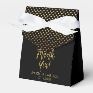 Thank You Black & Gold Foil with Hearts Favor Boxes