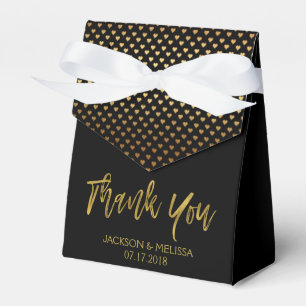 Thank You Black & Gold Foil with Hearts Favor Boxes