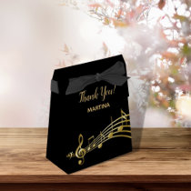 Thank You black gold music notes name birthday Favor Boxes