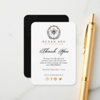 Thank You Black & Gold Vintage Queen Honey Bee Enc Enclosure Card