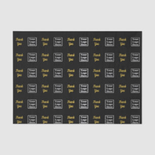 Thank You Black & Gold Your Logo Here Pattern Tissue Paper