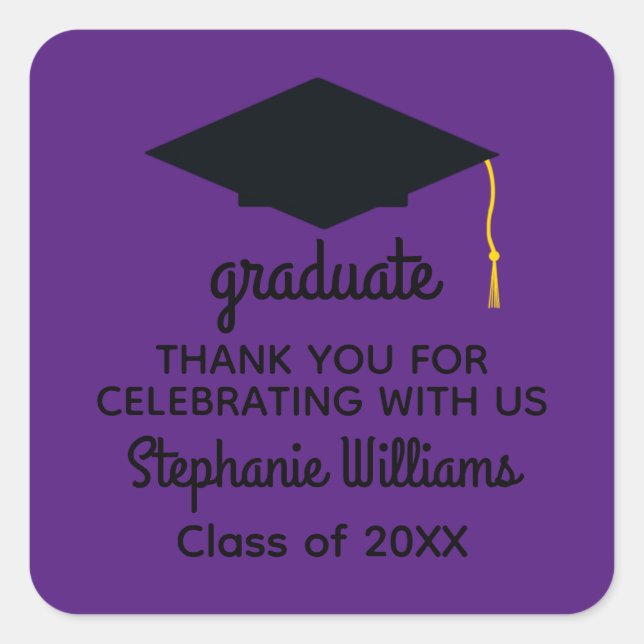 Thank You Black Graduation Cap #1 Stickers (Front)