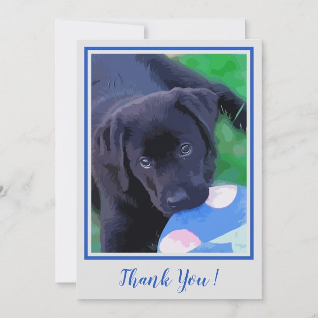Thank You Black Lab Cute Puppy Labrador Dog Card (Front)