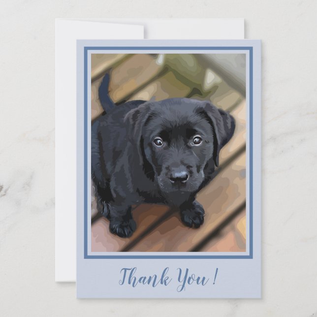 Thank You Black Lab Puppy - Blue Cute Labrador Dog (Front)