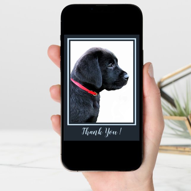 Thank You - Black Labrador Cute Puppy Dog Card (Front Digital)
