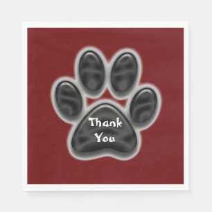 Thank You Black Paw Print Dog Lover Appreciation Napkins
