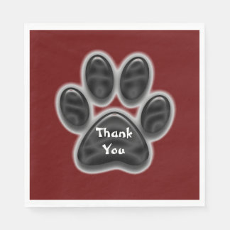 Thank You Black Paw Print Dog Lover Appreciation Napkins