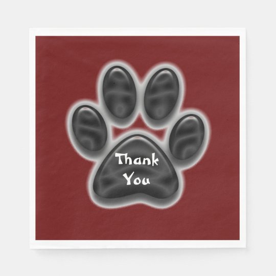 Thank You Black Paw Print Dog Lover Appreciation Napkins | Zazzle.com