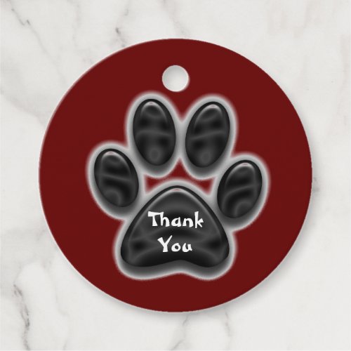 Thank You Black Paw Print Pattern Appreciation Favor Tags