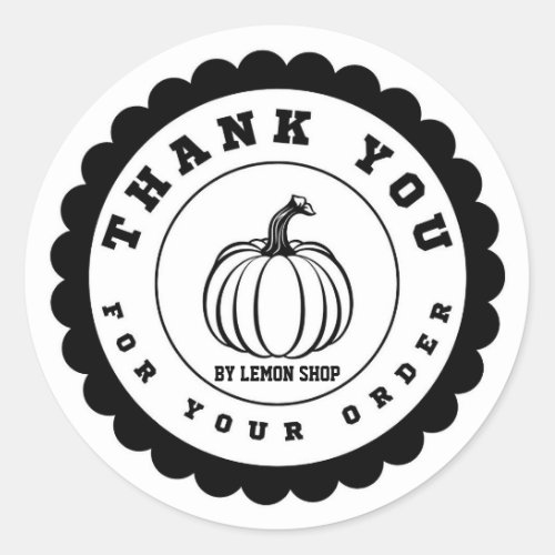 Thank You Black Pumpkin Circle Customize Classic Round Sticker