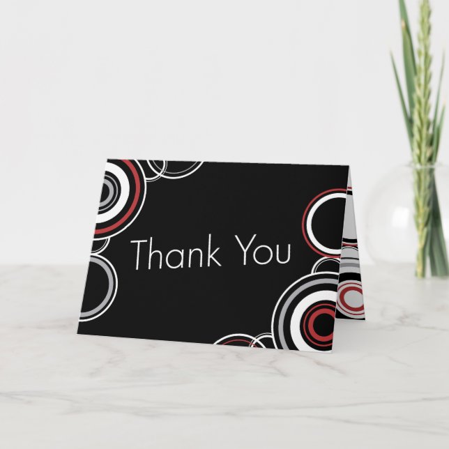 Thank You - Black & Red Circles Card (Front)