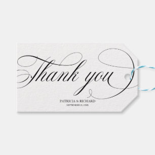 Thank You - Black Script Wedding Favor Tags