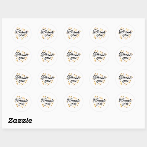 Thank you black script with gold decoration classic round sticker