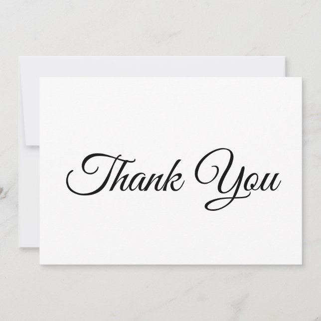 Thank You black white classic script elegant card (Front)