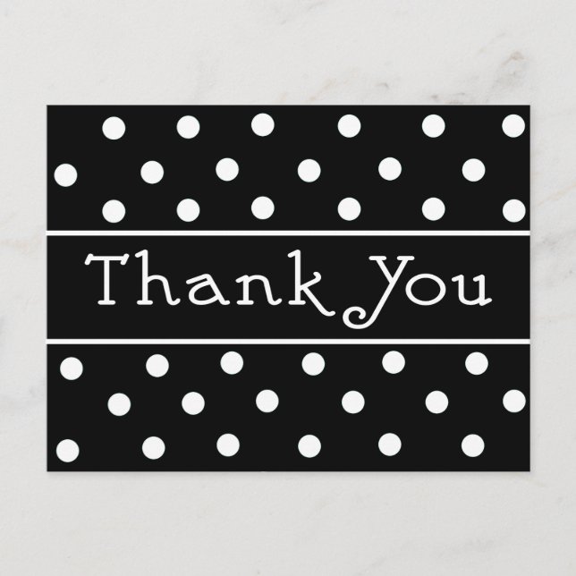 Thank You Black & White Polka Dot Pattern Postcard (Front)