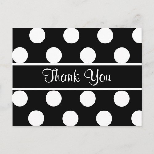 Thank You Black  White Polka Dot Postcard