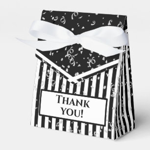 Thank You - Black/White Simple Stripes Pattern Favor Boxes