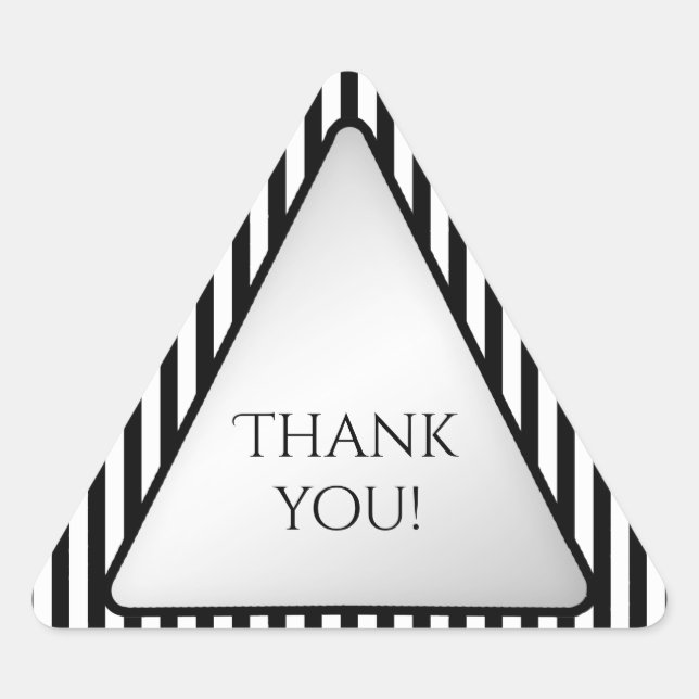 Thank You Black/White Stripe Geometric Triangle Sticker (Front)