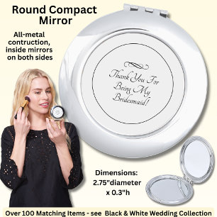 Thank You - Black White, Wedding Compact Mirror