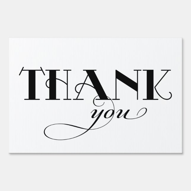 Thank You Black White Wedding Portrait Prop Sign (Front)