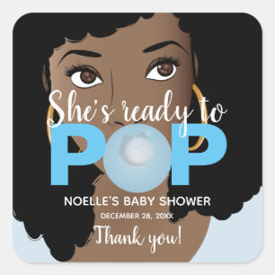 Thank You! Black Woman, Ready to Pop, Bubblegum Square Sticker
