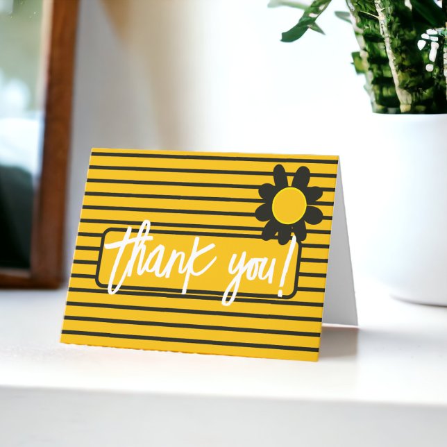 Thank You Black Yellow Flowers Card (Thank You Black Yellow Flowers card from Ricaso )