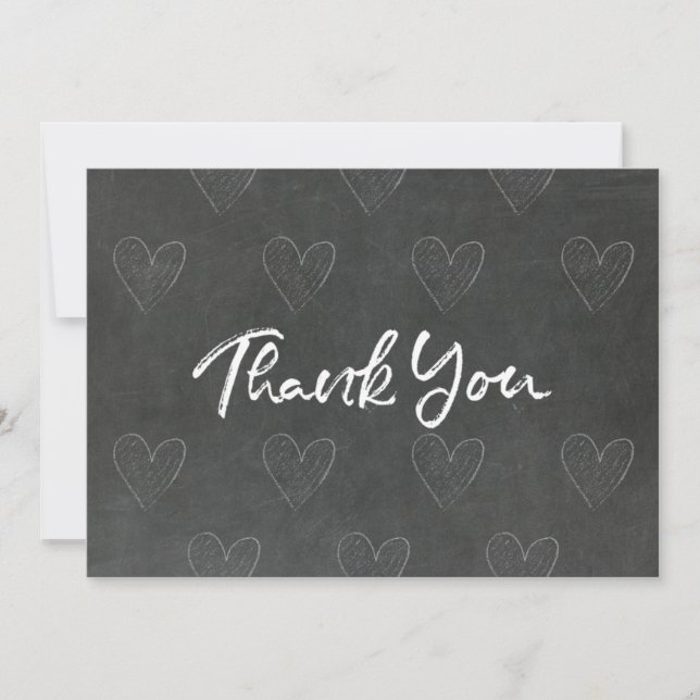 Thank You Blackboard Design with Hearts Card (Front)