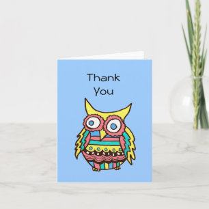 Thank you blank inside note card with owl