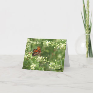 Thank You, Blank Inside, Orange Butterfly Letterpress Thank You Card