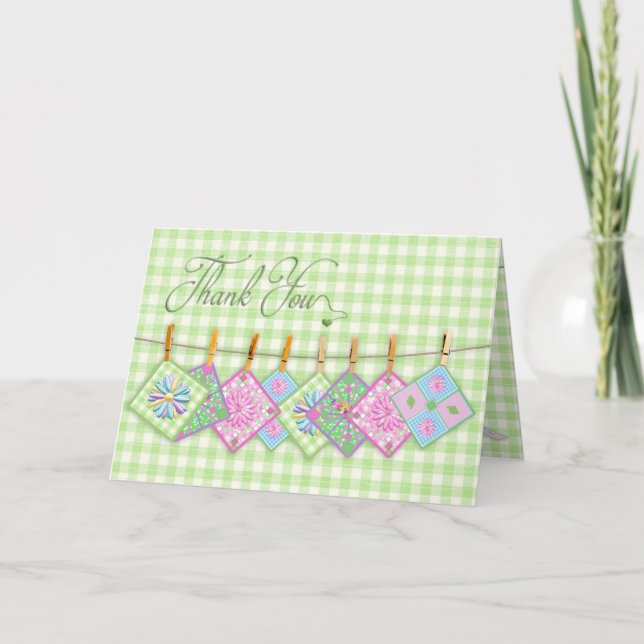 Thank You    Blank  - Quilt Squares on Clothesline (Front)